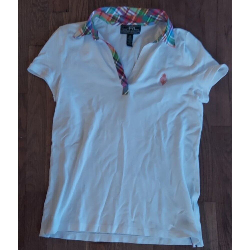Womens Lauren Ralph Lauren Active Rainbow Plaid Collar Prep Shirt Size Med
